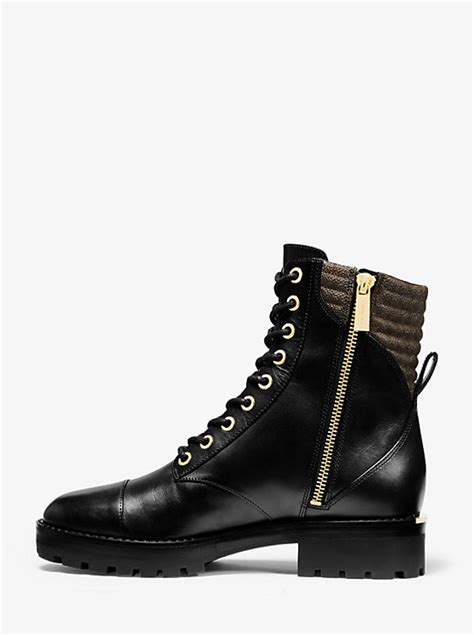 michael michael kors bastian logo-trim leather combat boot|Michael Michael Kors Bryce Leather Platform Combat .